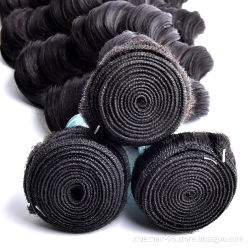 Cuticle Aligned 12A Double Weft Extensions 100% with Closure Loose Deep Unprocessed Mink Virgin Hair Bundles Brazilian
